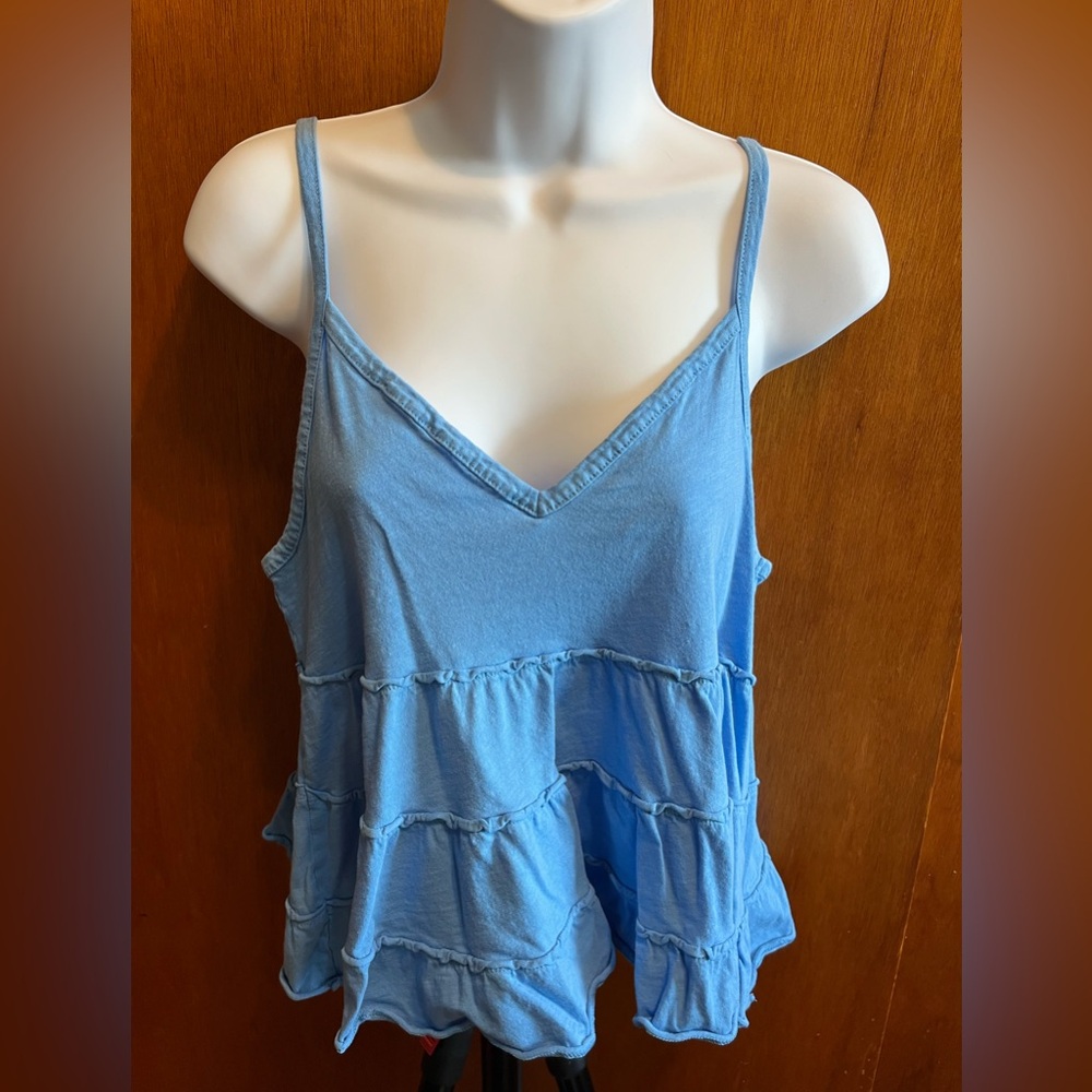 American Eagle A-line spaghetti strap, cotton, blue top, medium.